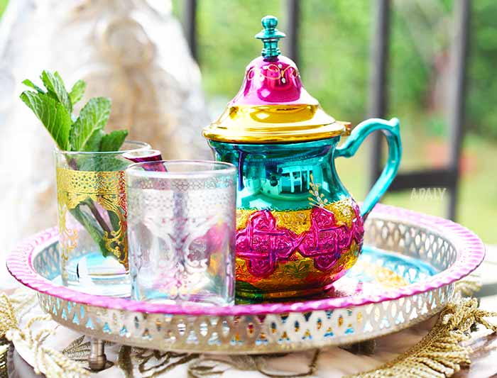 Juegos de Té y vasos: Juego de té marroquí: tetera 1000 ml bandeja