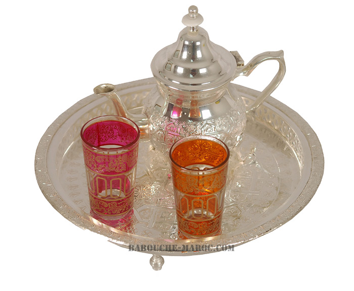 Juegos de Té y vasos: Juego de té marroquí: tetera 1000 ml bandeja